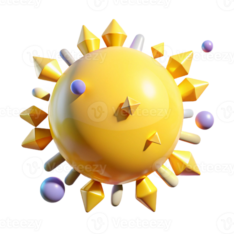 extraordinary abstract Yellow Sun Isolated on Transparent Background genuine png