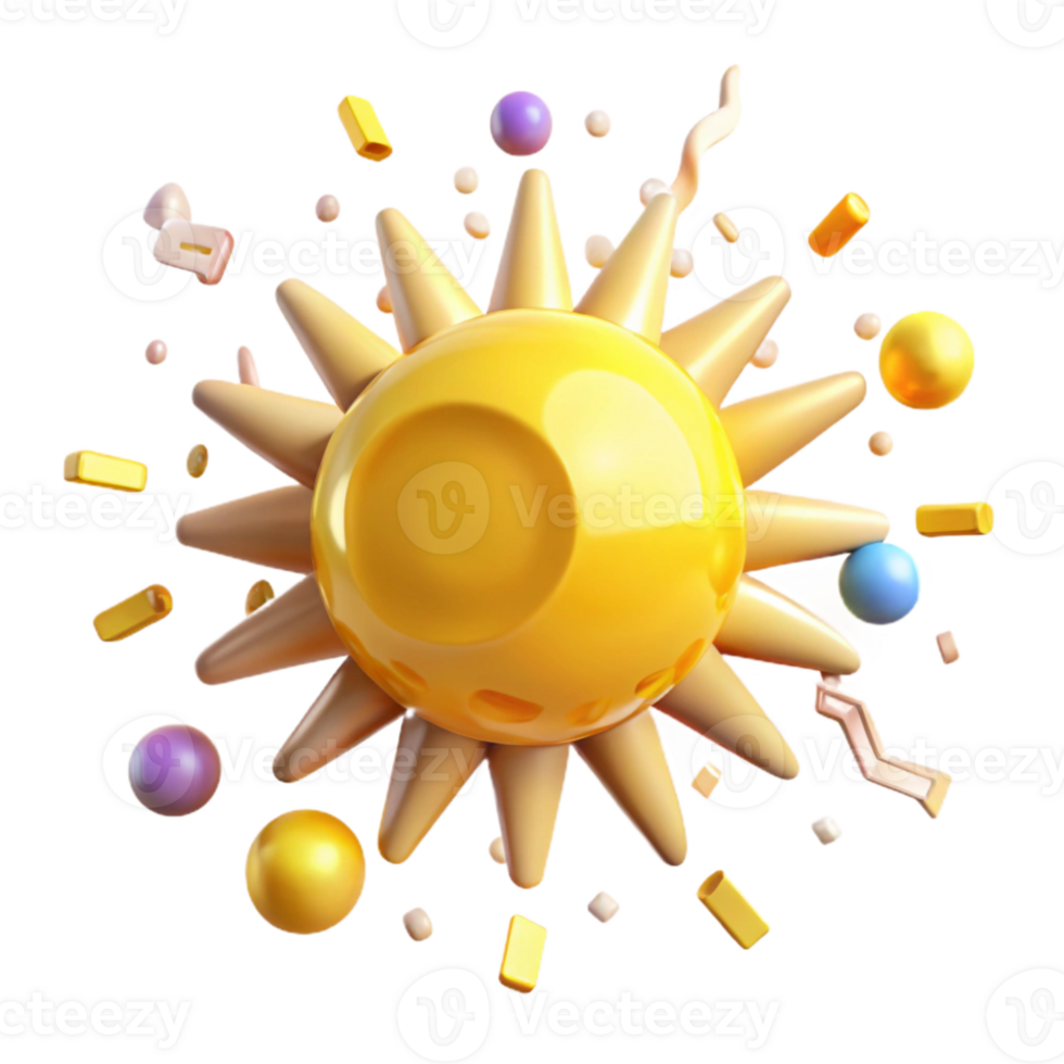 elegant artistic Yellow Sun Shining with Rays Transparent Background exclusive png