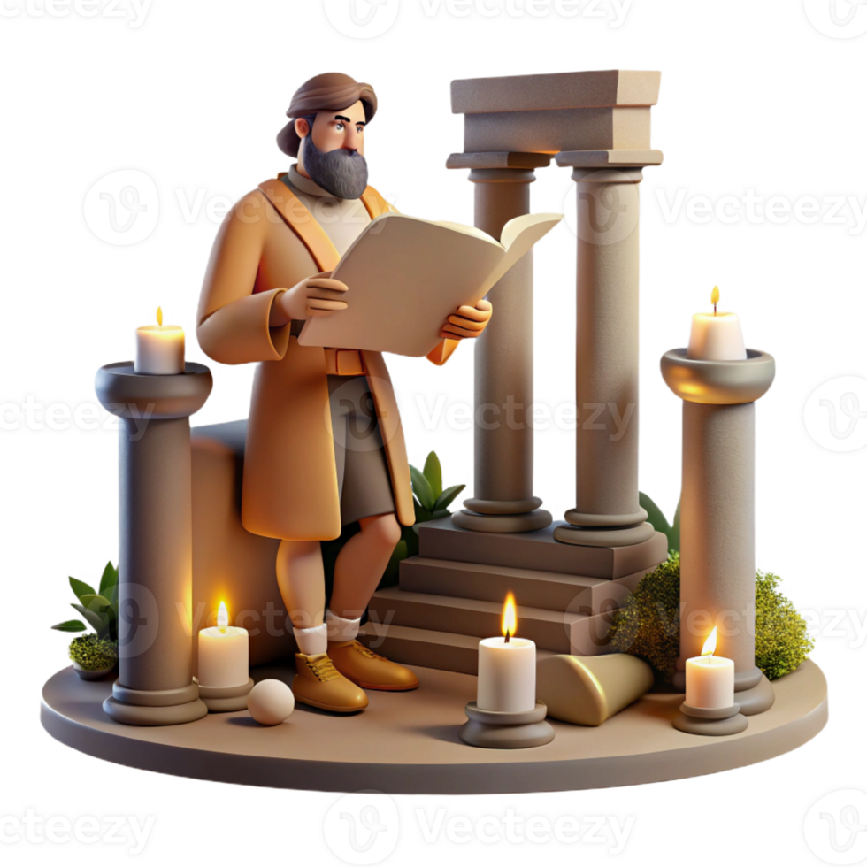 wonderful classic A wise, centaur scholar reading a scroll, surrounded by ancient ruins, lit by the soft glow of a setting sun, in the style of a Renaissance painting genuine png
