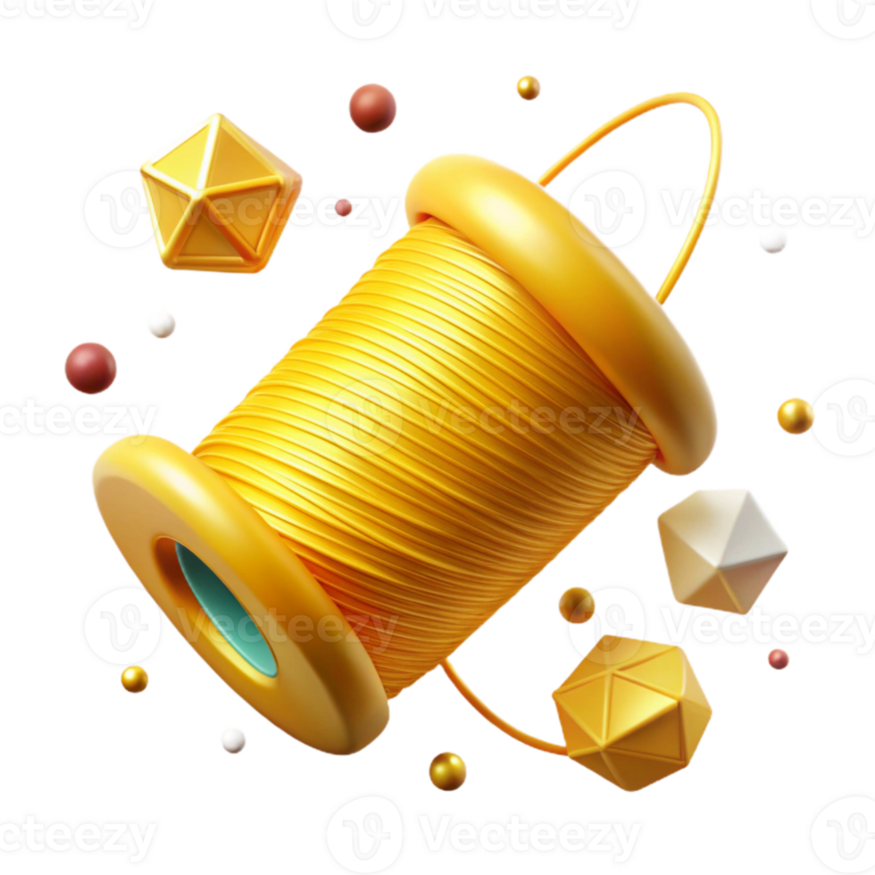 wonderful vintage Yellow Thread with Metallic Finish Transparent Background professional png
