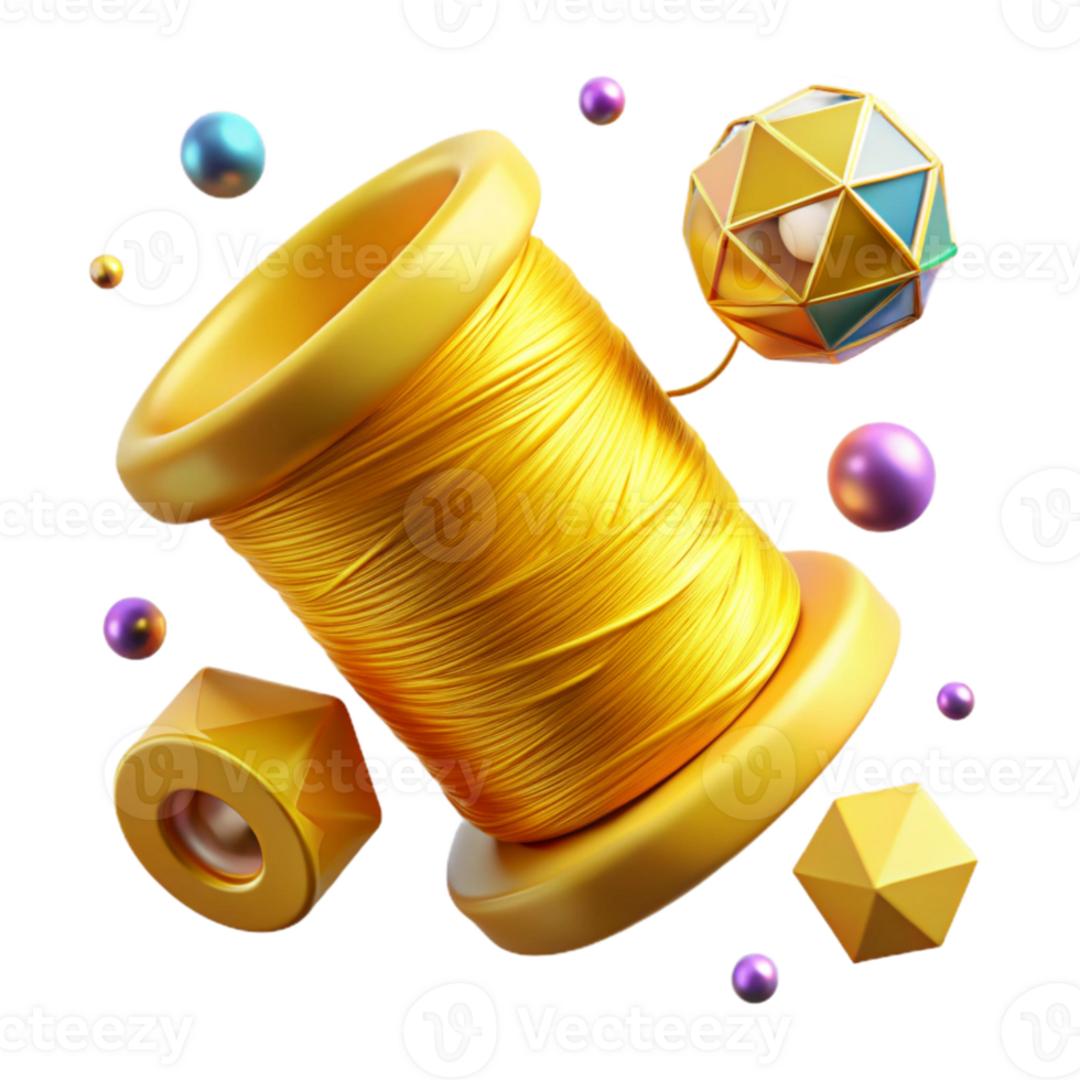 magnificent abstract Yellow Thread with Metallic Finish Transparent Background genuine png