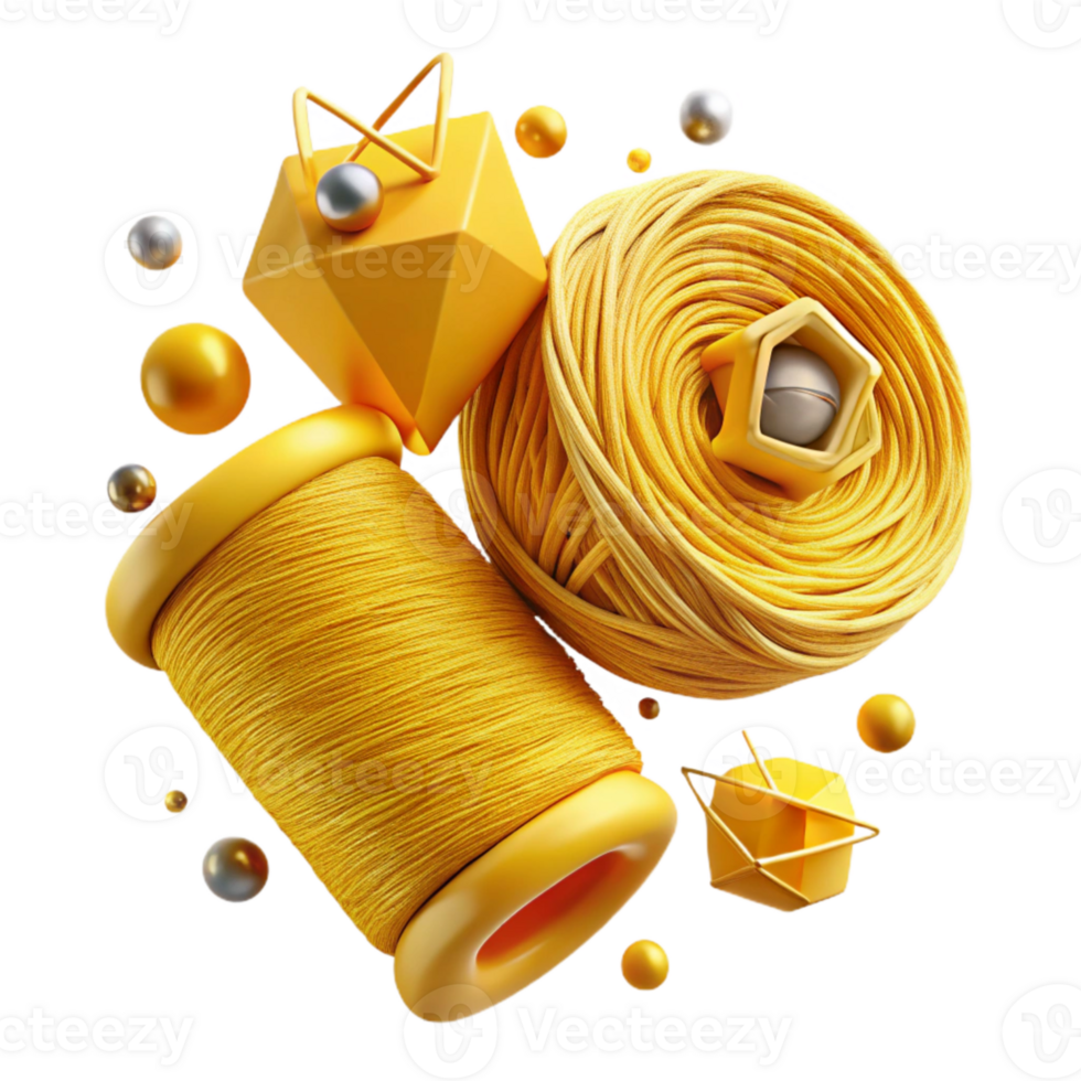 beautiful rustic Yellow Thread High Angle Transparent Background exclusive png