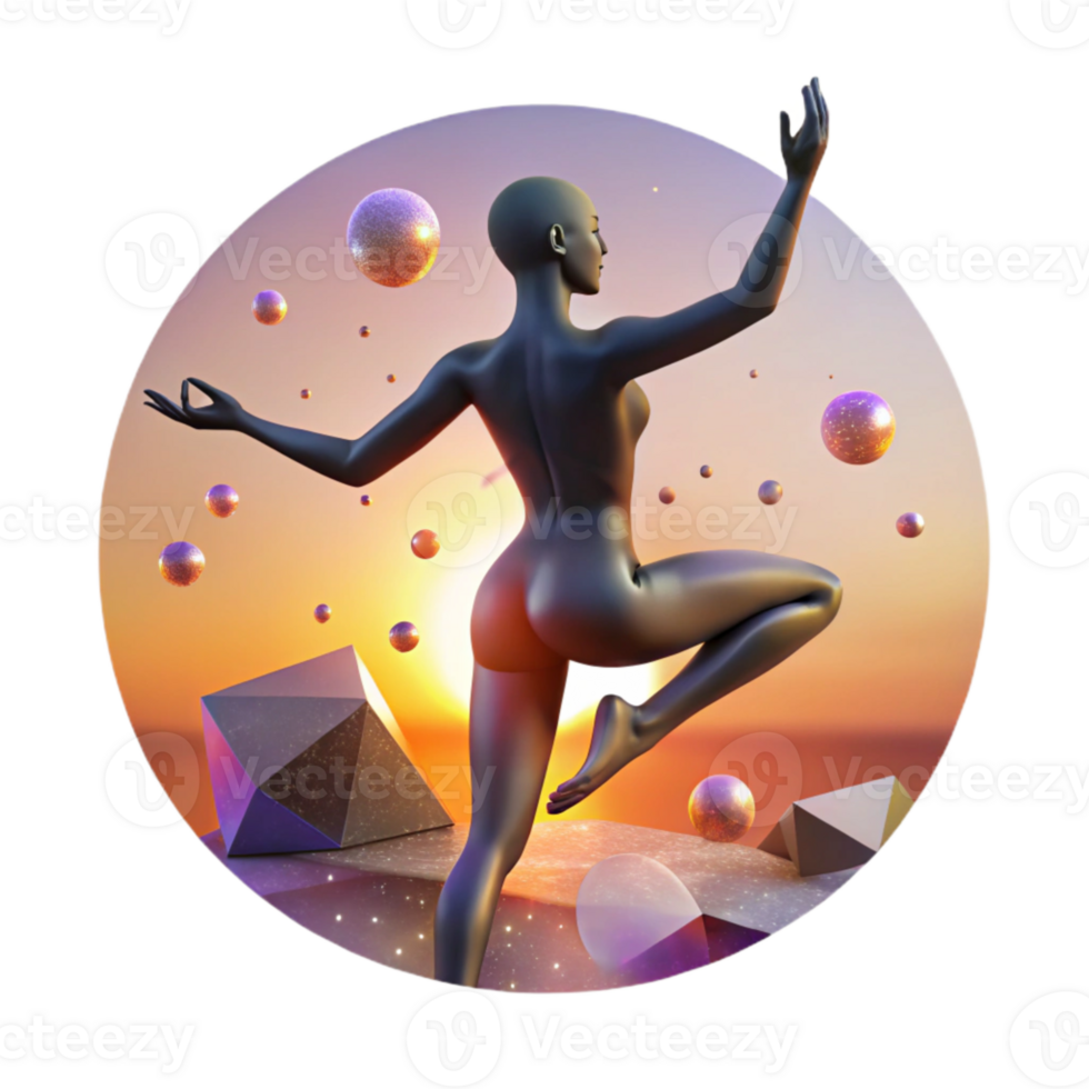 vibrant creative Yoga Pose Silhouette at Sunset Transparent Background detailed png