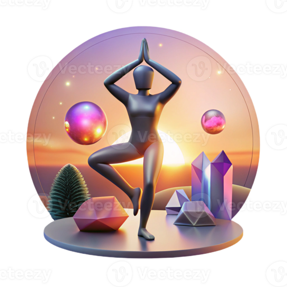wonderful classic Yoga Pose Silhouette at Sunset Transparent Background high resolution png