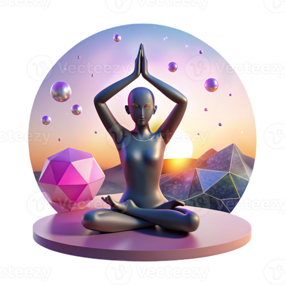 extraordinary traditional Yoga Pose Silhouette at Sunset Transparent Background high quality png