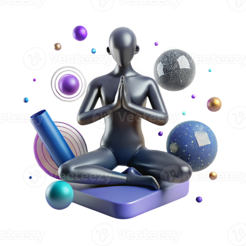 impressive creative Yoga Pose Silhouette Cutout on Transparent Background detailed png