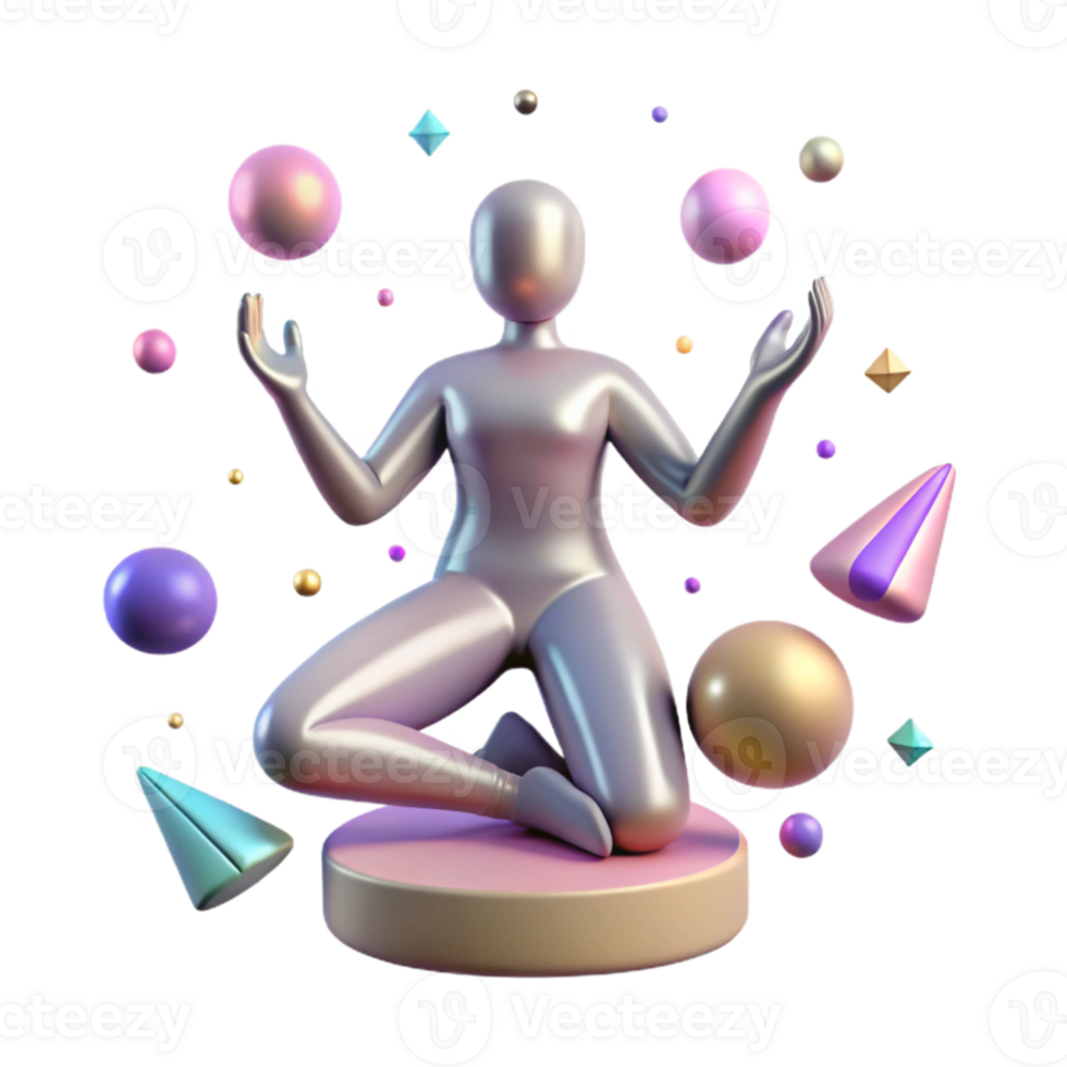 dramatic artistic Yoga Pose Silhouette Cutout on Transparent Background high resolution png