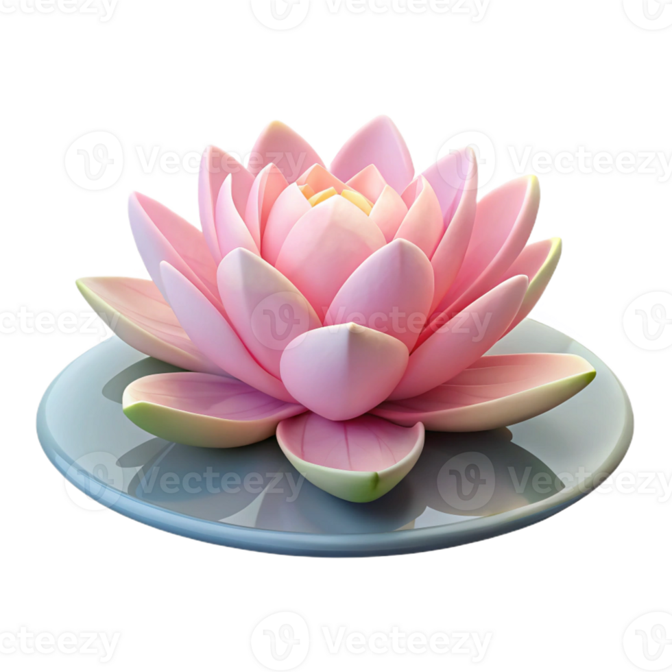 serene minimalist A blooming lotus flower floating on a still pond, soft pink and white petals, serene lighting genuine png
