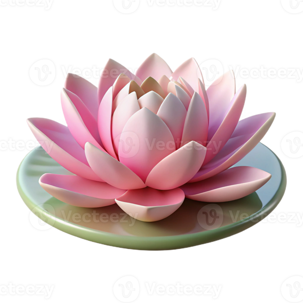 elegant creative A blooming lotus flower floating on a still pond, soft pink and white petals, serene lighting detailed png