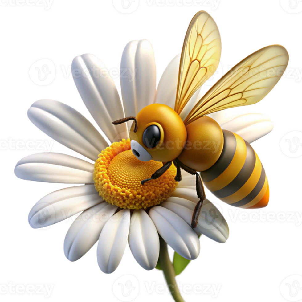beautiful traditional A close-up of a bee collecting pollen from a daisy, macro photography, natural lighting exclusive png