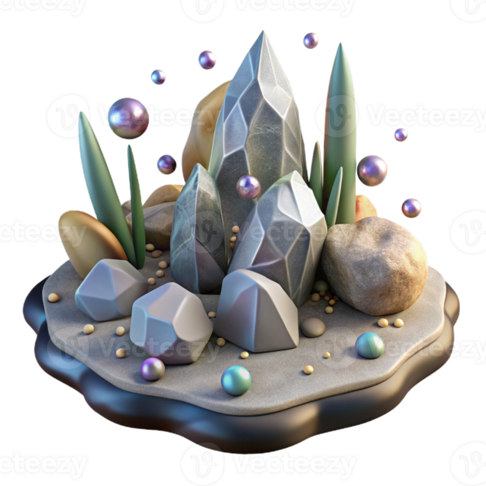dramatic minimalist Zen Garden Rocks Isolated on Transparent Background png