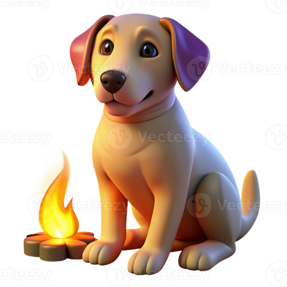 impressive abstract A loyal dog sitting patiently by its owner's side, illuminated by warm firelight, in a heartwarming, domestic scene style genuine png