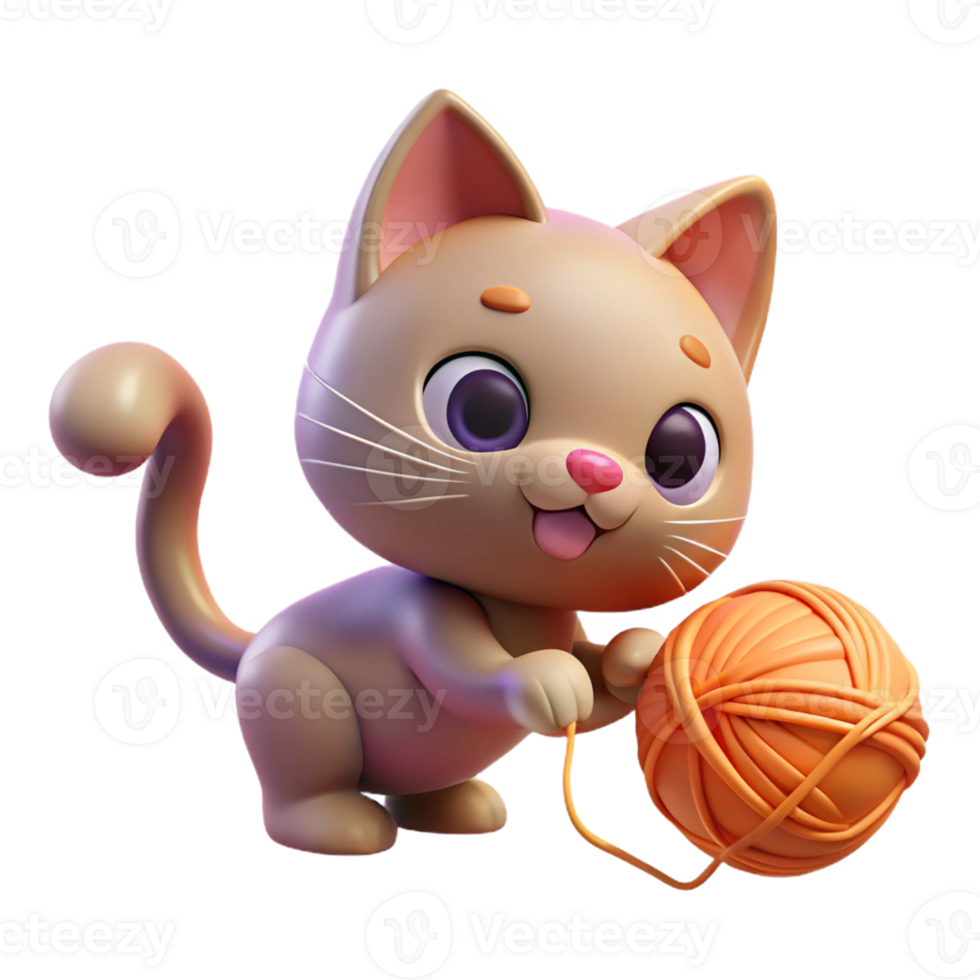 beautiful vintage A playful kitten batting at a ball of yarn, illuminated by soft, indoor lighting, in a cute, whimsical style genuine png