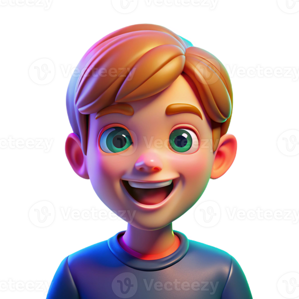 serene abstract Portrait of a child with bright, curious eyes and a gap-toothed smile, vibrant colors, pop art style, lit by colorful neon lights professional png