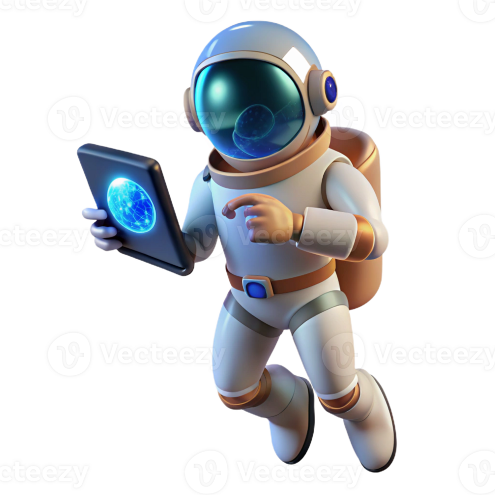 beautiful rustic A lone astronaut floating in space, holding a transparent tablet displaying complex data, lit by the distant glow of a nebula, science fiction illustration style high resolution png