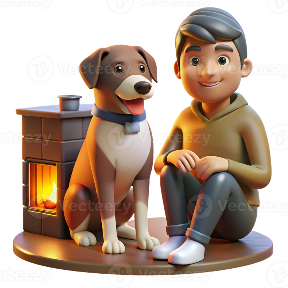 magnificent traditional A loyal dog sitting patiently by its owner's side, illuminated by warm firelight, in a heartwarming, domestic scene style exclusive png