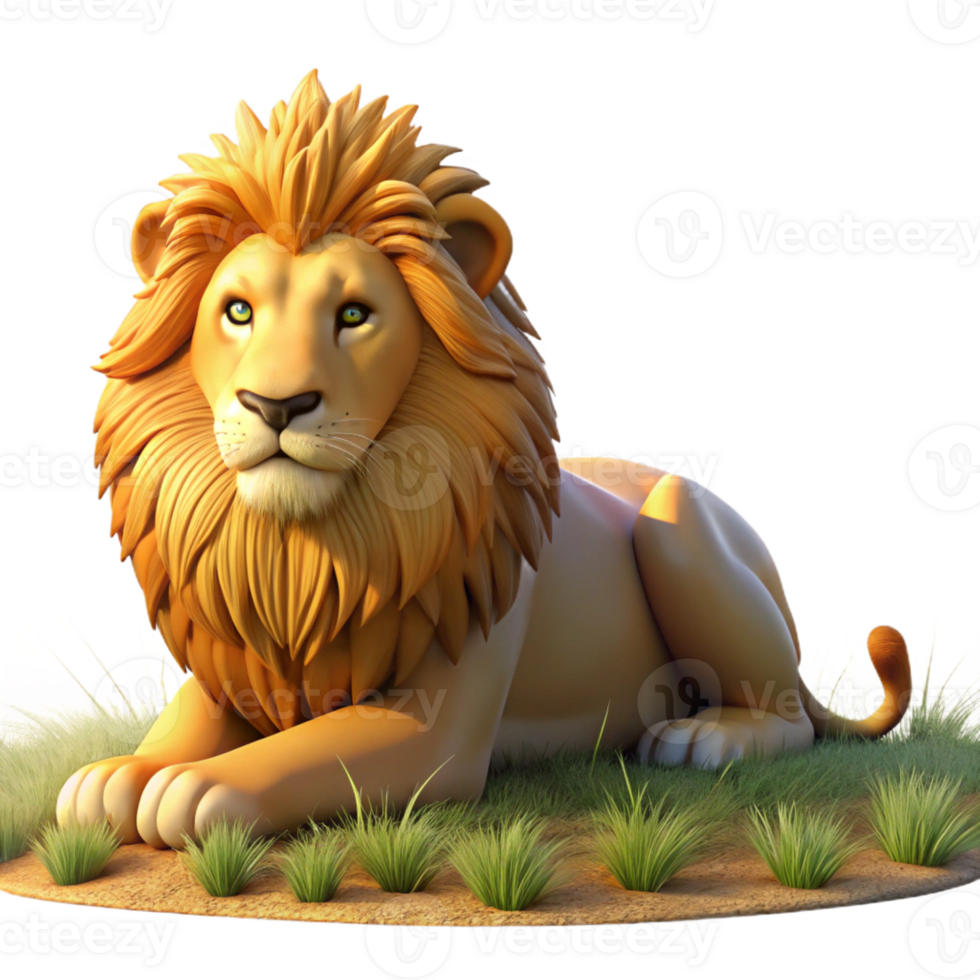 dramatic minimalist A regal lion pride resting in the savanna, bathed in the golden light of late afternoon, in a classic, naturalistic style high resolution png