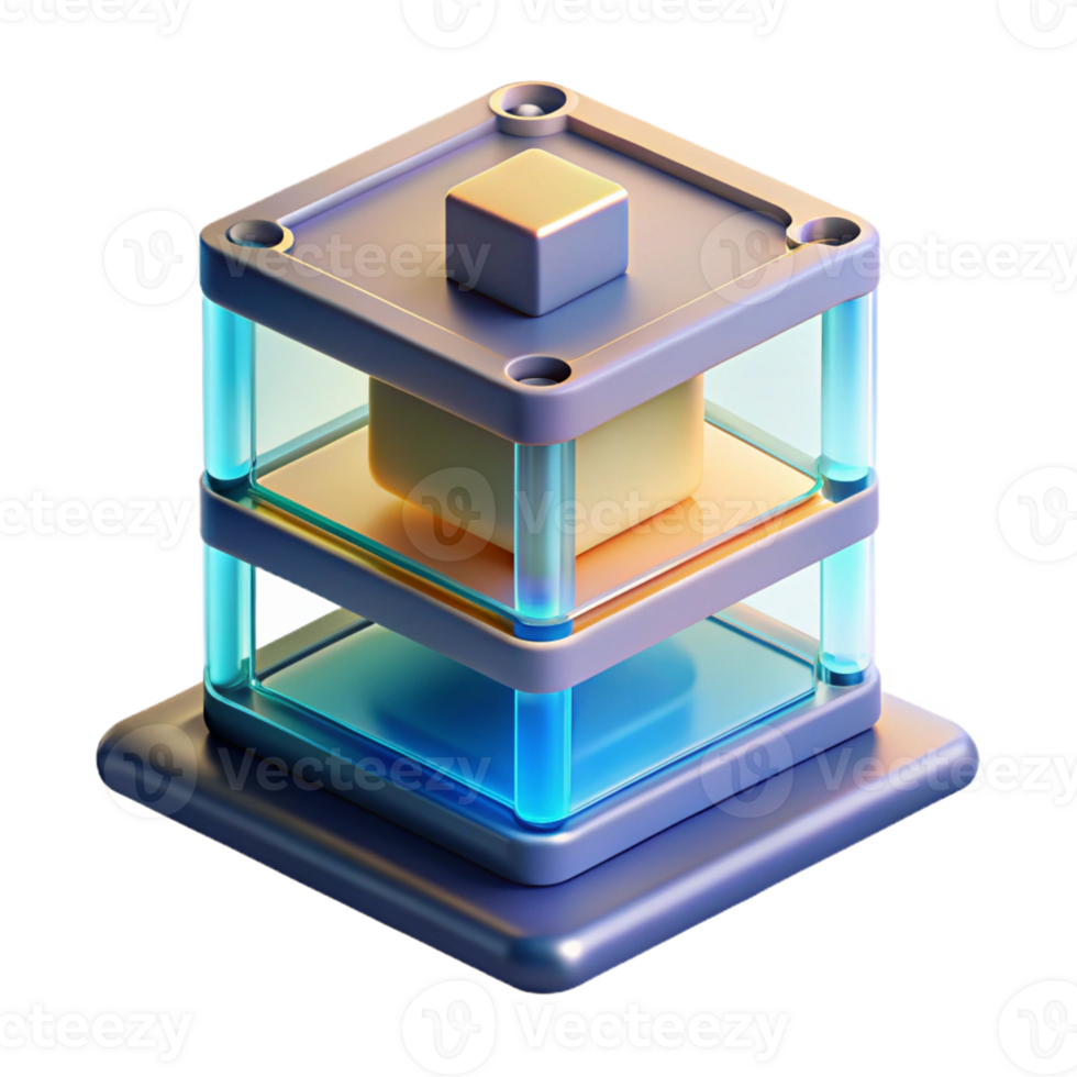 extraordinary artistic A 3D printer creating a complex object layer by layer, illuminated by the printer's internal light, 3D printing technology visualization style exclusive png