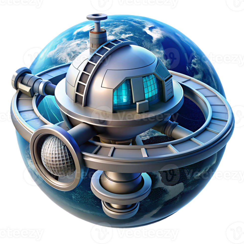 beautiful artistic A futuristic space station orbiting Earth, intricate design, illuminated by the sun and Earth's reflection, space station concept art style 4K png