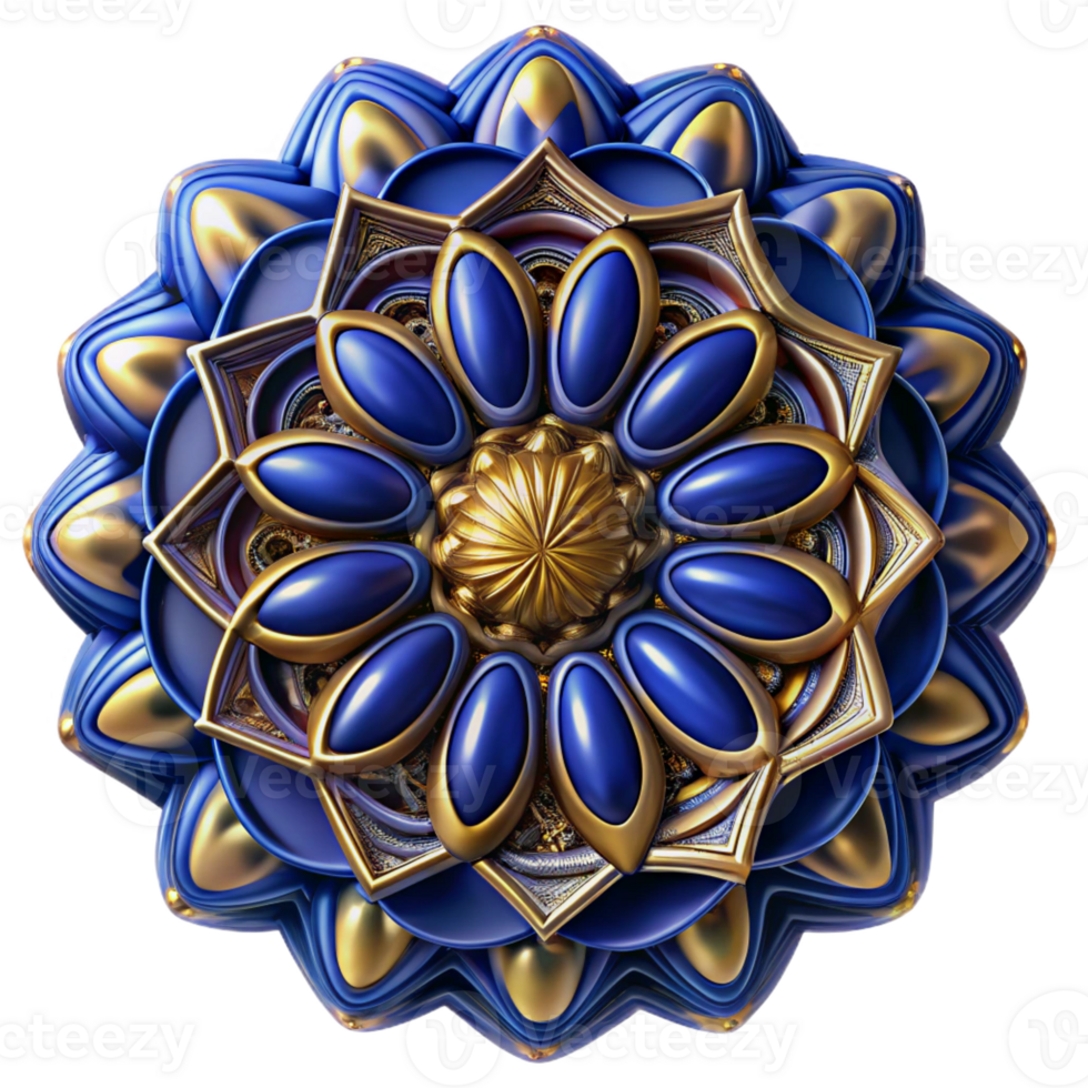 magnificent artistic A complex, fractal pattern, rendered in shades of deep blue and gold, with a hypnotic, intricate design professional png