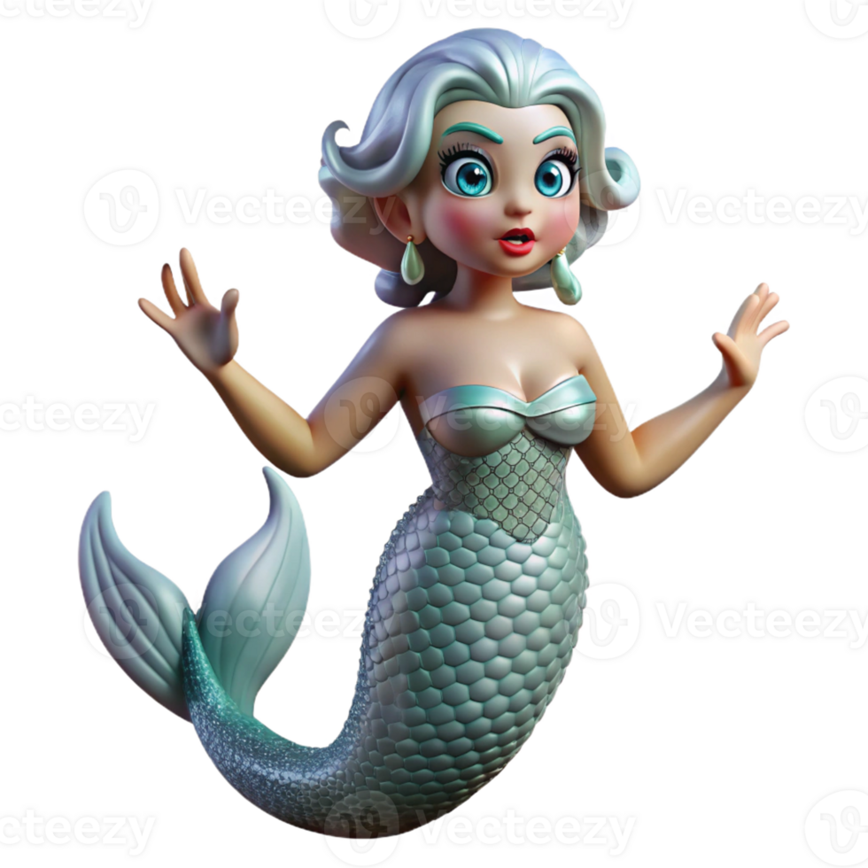 magnificent artistic A beautiful siren with shimmering scales and hypnotic eyes, luring sailors to their doom with an enchanting melody, rendered in a surrealist style 4K png