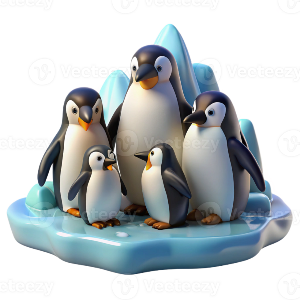 serene traditional A group of penguins huddled together on an icy shore, Antarctic setting, cold lighting, realistic style high quality png