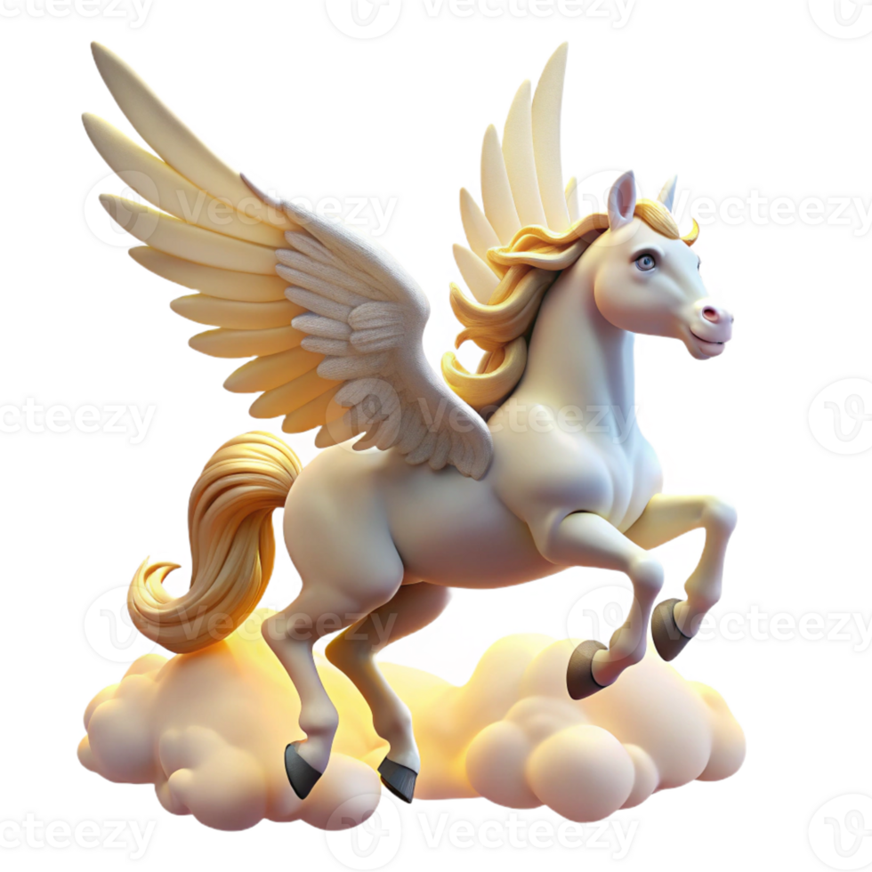 stunning creative A graceful pegasus, its white wings spread wide, soaring through a cloudy sky, illuminated by the warm glow of sunrise. Baroque style high quality png