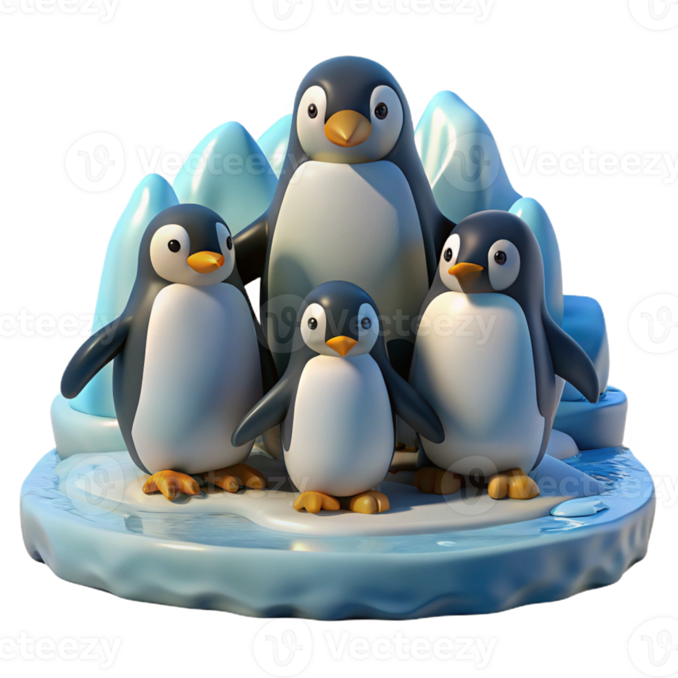 dramatic artistic A group of penguins huddled together on an icy shore, Antarctic setting, cold lighting, realistic style genuine png