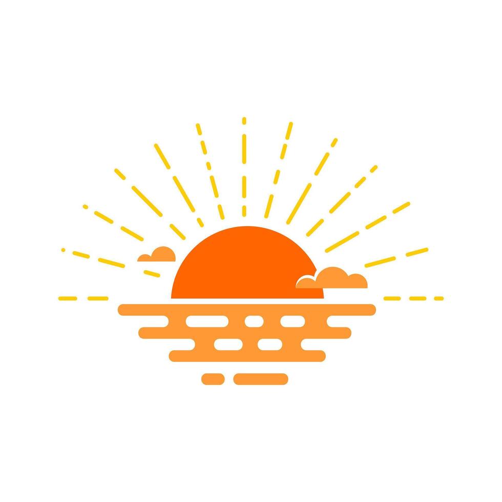 A simple sunset sunrise logo design vector
