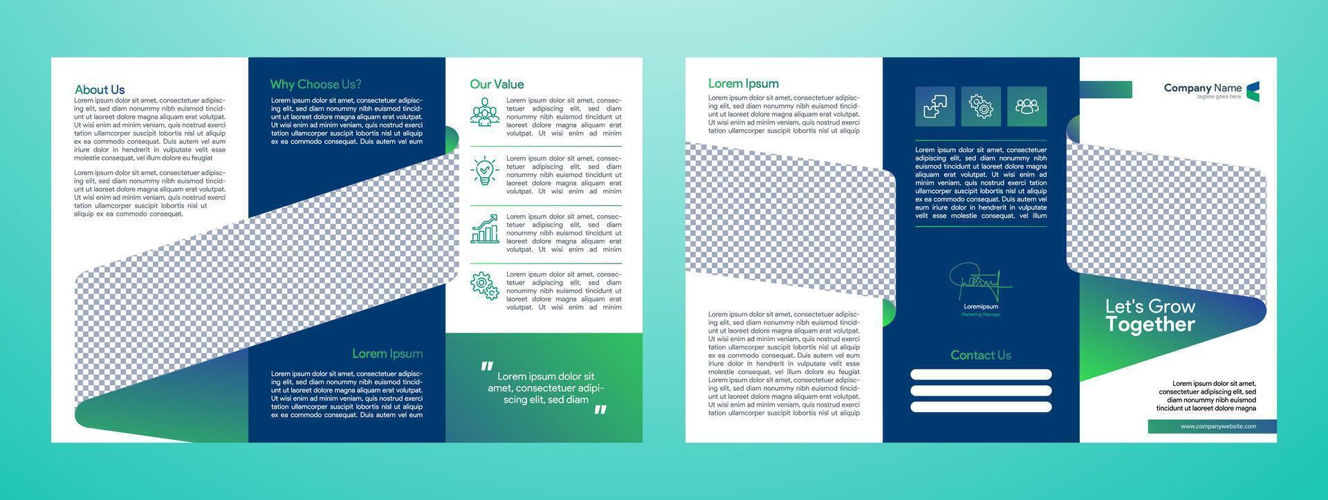 Green Turquoise Themed Trifold Brochure Template vector