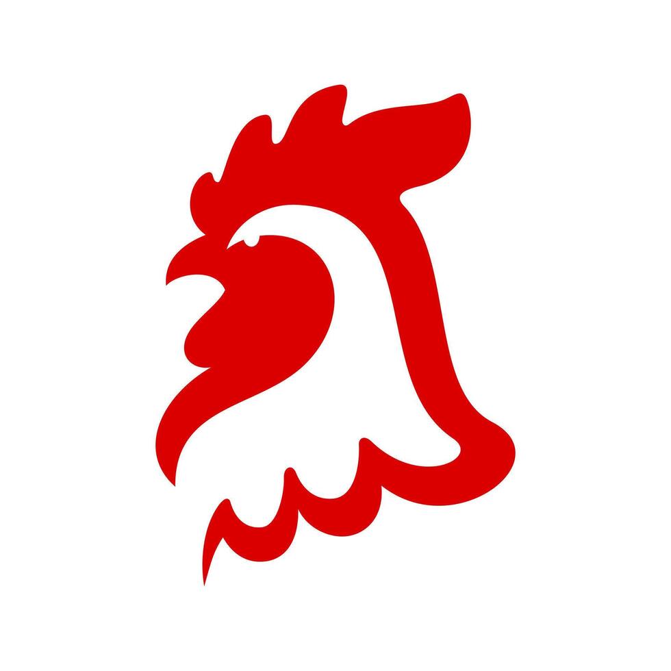 Simple Red Rooster Logo Design vector
