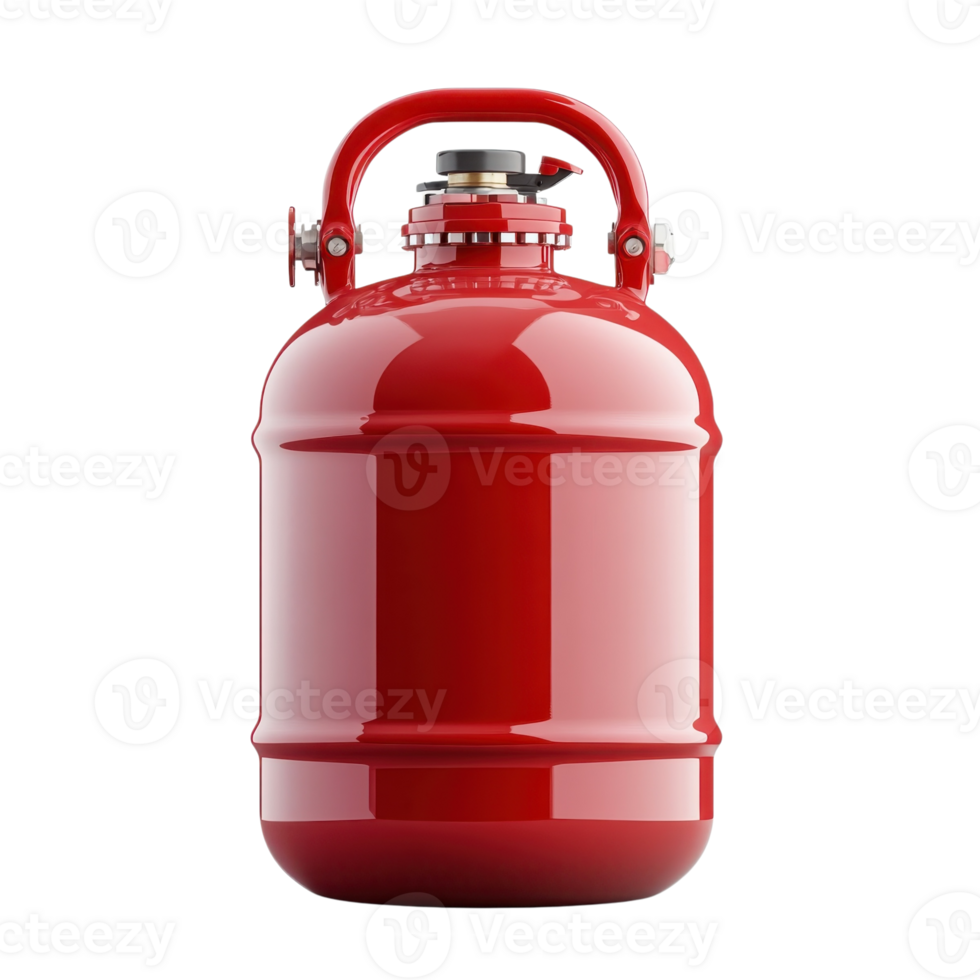 Red Gas Cylinder Sturdy Handle on transparent background. png