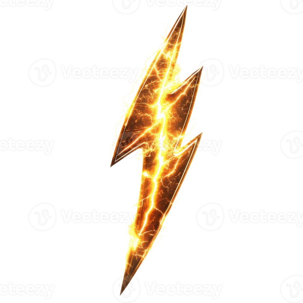 Glowing Lightning Bolt Energy Power on transparent background. png