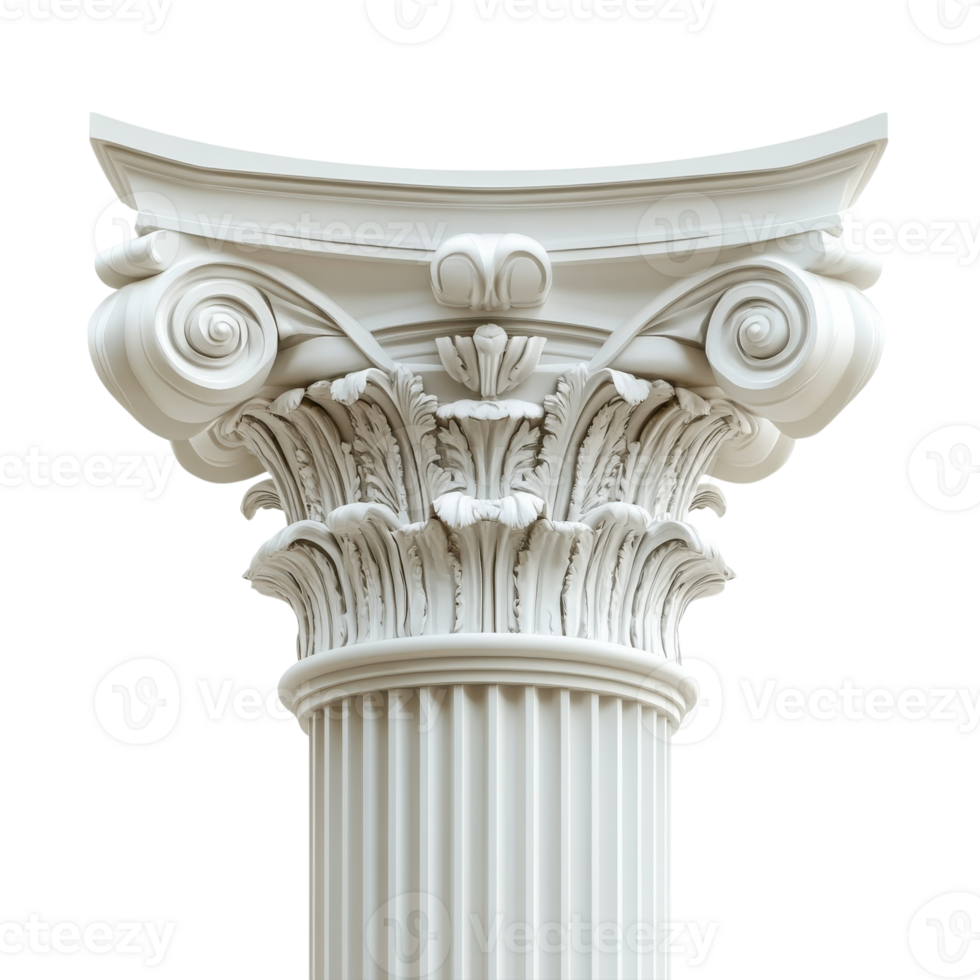 Greek Column Classical Architecture on transparent background. png
