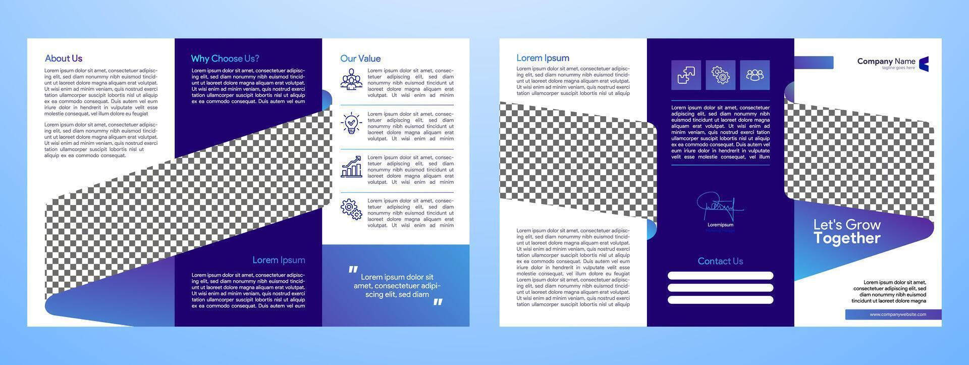 Blue Themed Trifold Brochure Template vector