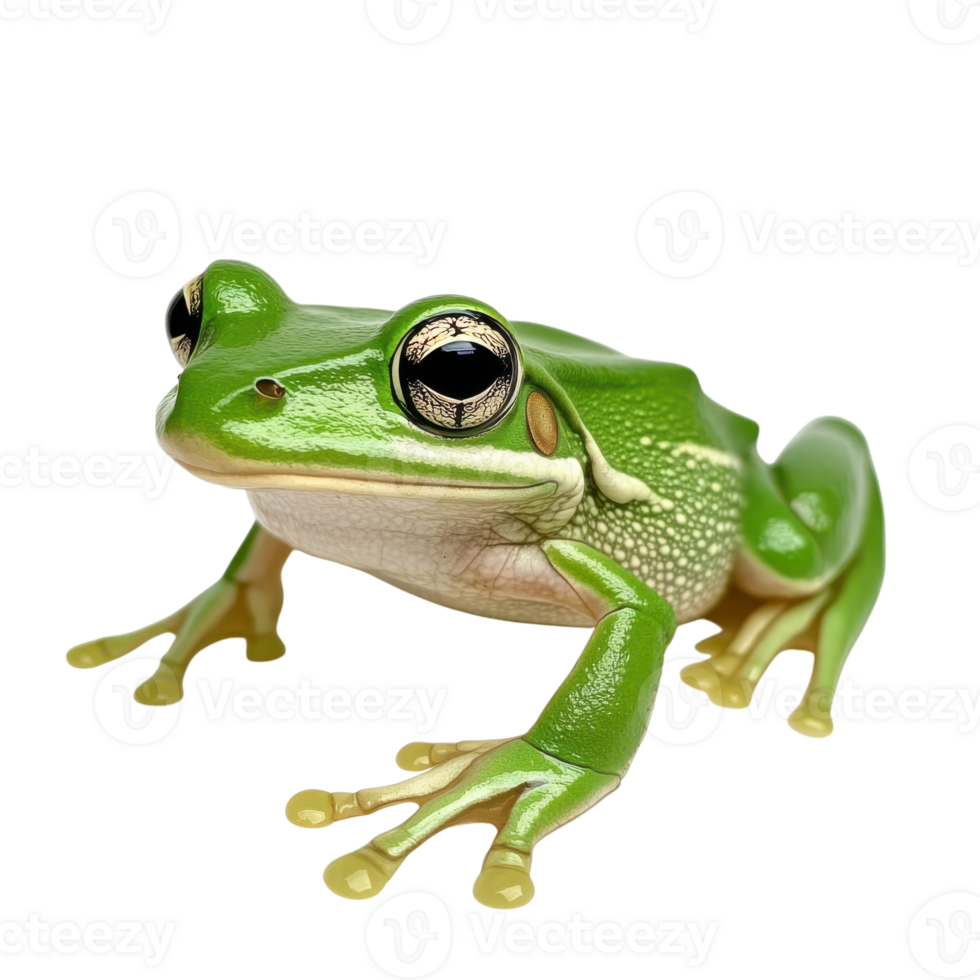 Green Frog Portrait Nature Close Up on transparent background. png