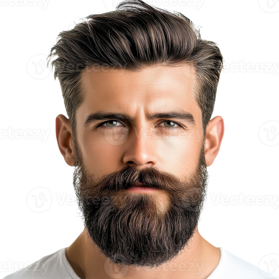Stylish Beard and Mustache Hairstyle on transparent background. png