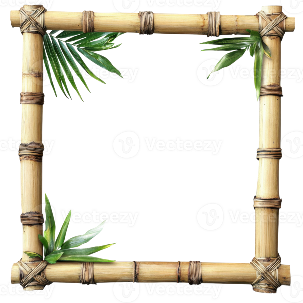 Bamboo Frame for Artwork Showcase on transparent background. png