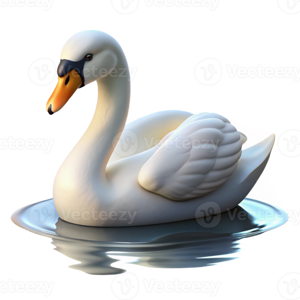 beautiful classic A graceful swan gliding across a calm lake, serene atmosphere, soft lighting, elegant style high resolution png