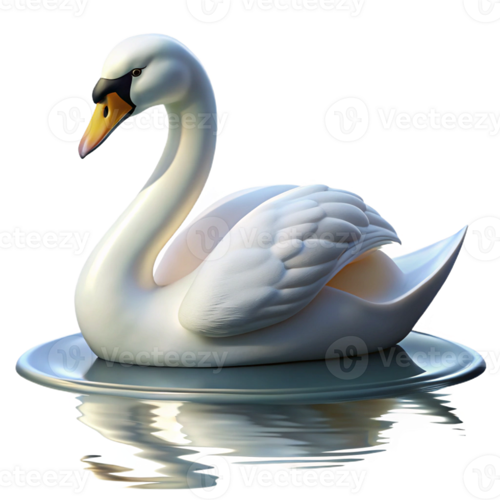 extraordinary contemporary A graceful swan gliding across a calm lake, serene atmosphere, soft lighting, elegant style 4K png