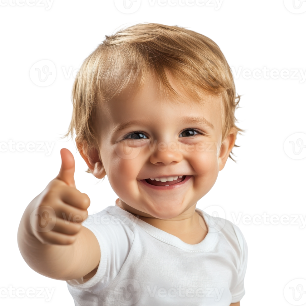 Happy Toddler Thumbs Up Image on transparent background. png
