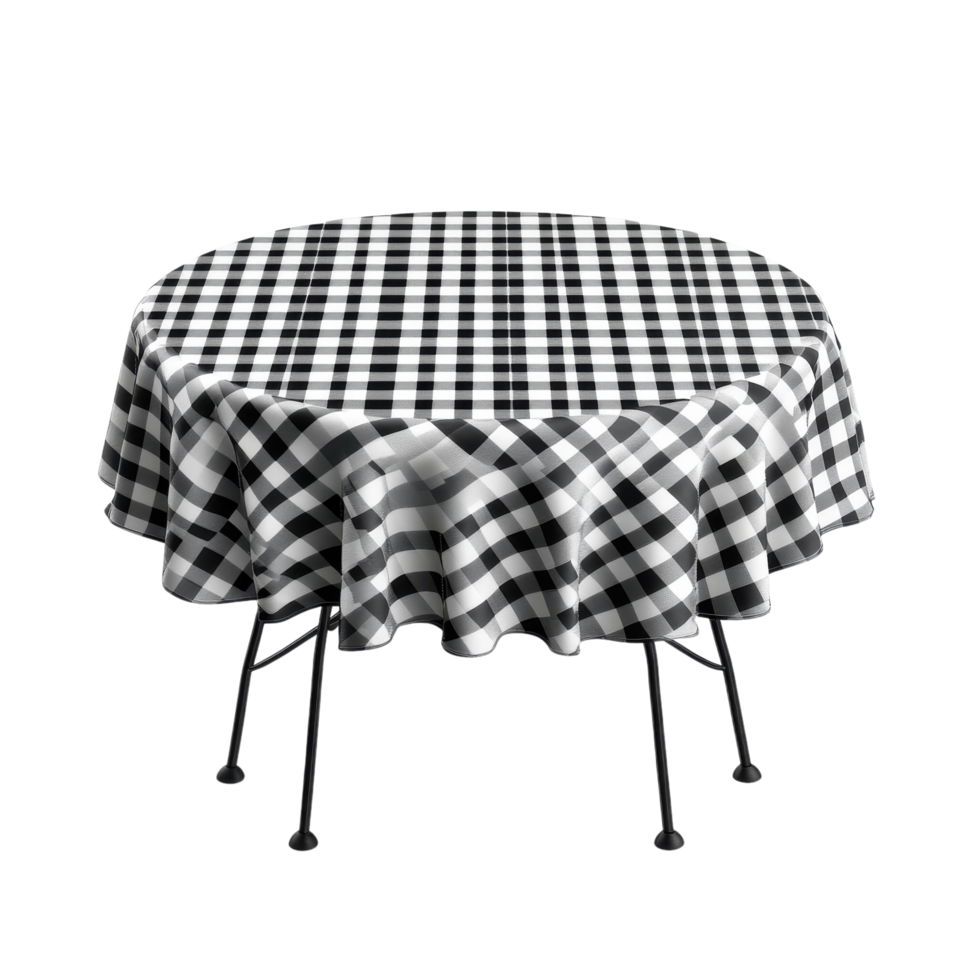 Stylish Checkered Tablecloth Texture on transparent background. png