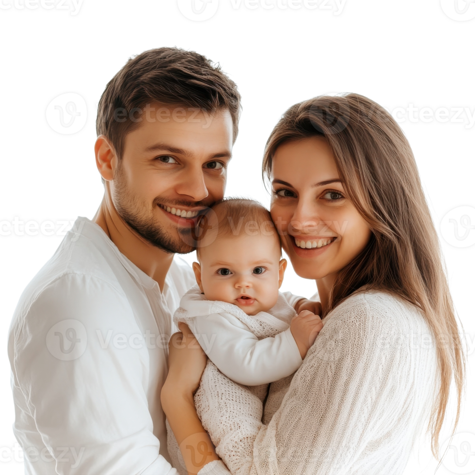 Happy Family Portrait with Baby on transparent background. png