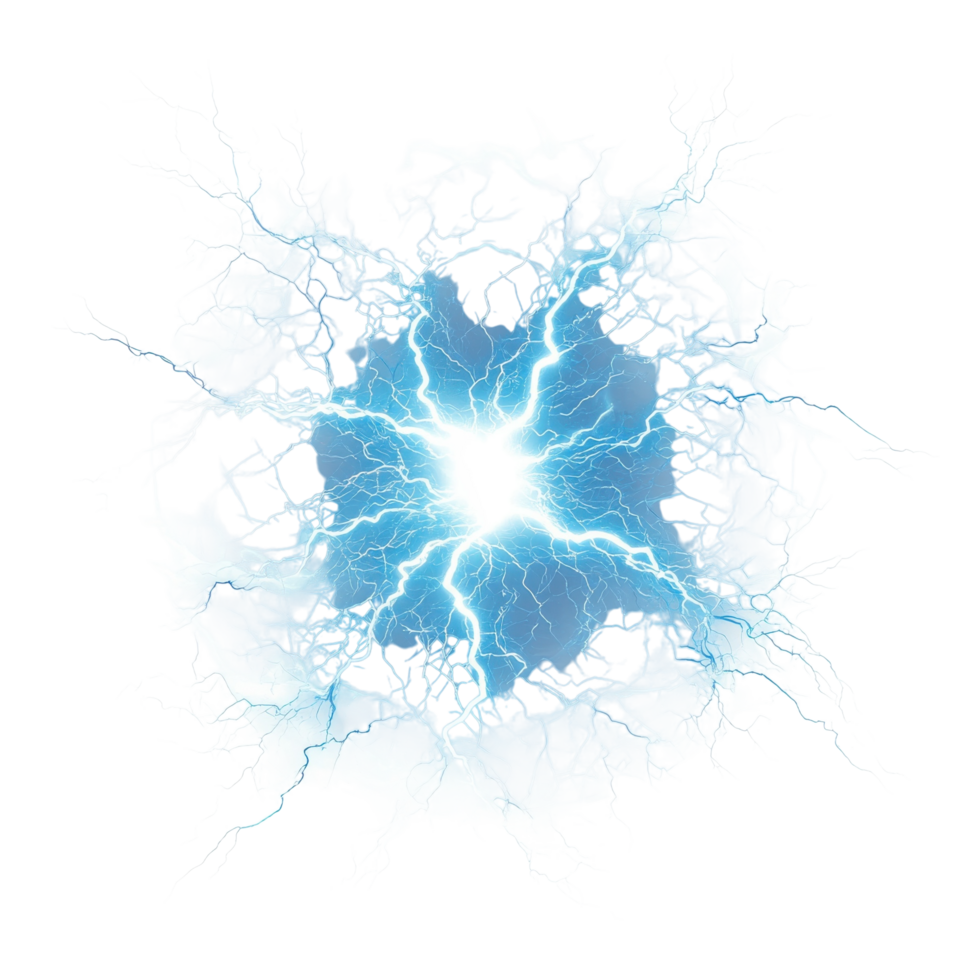 Electric Shock Effect Lightning Flash on transparent background. png