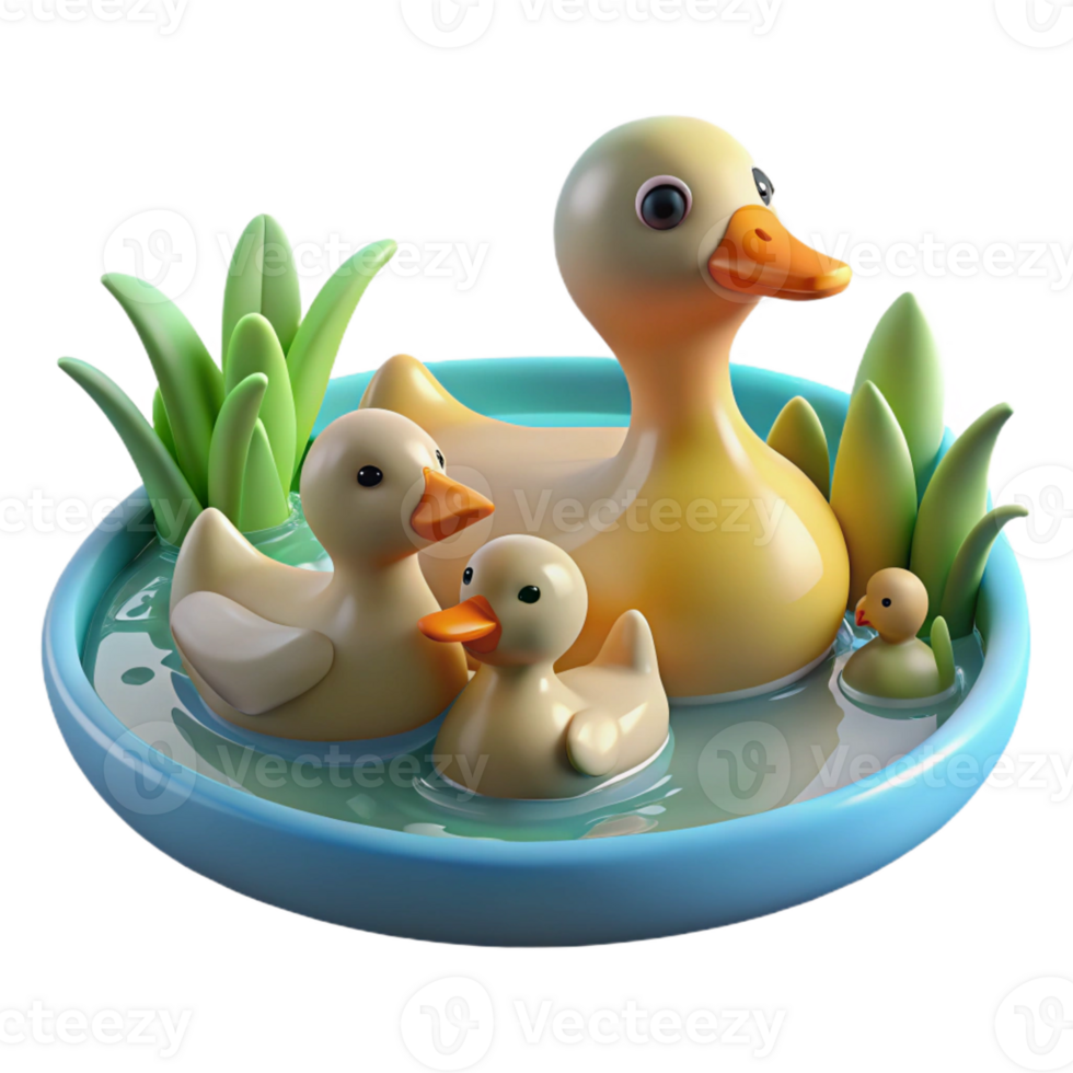 beautiful vintage A family of ducks swimming in a pond, natural setting, soft lighting, peaceful atmosphere exclusive png