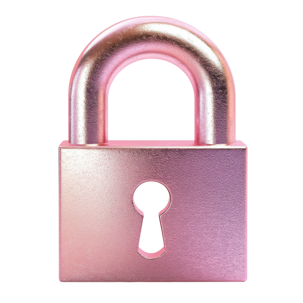 Pink Padlock Security Keyhole on transparent background. png