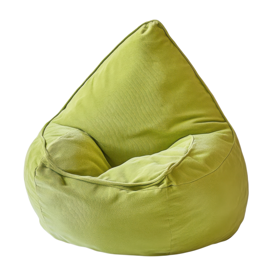 Lime Green Beanbag Chair Comfort on transparent background. png