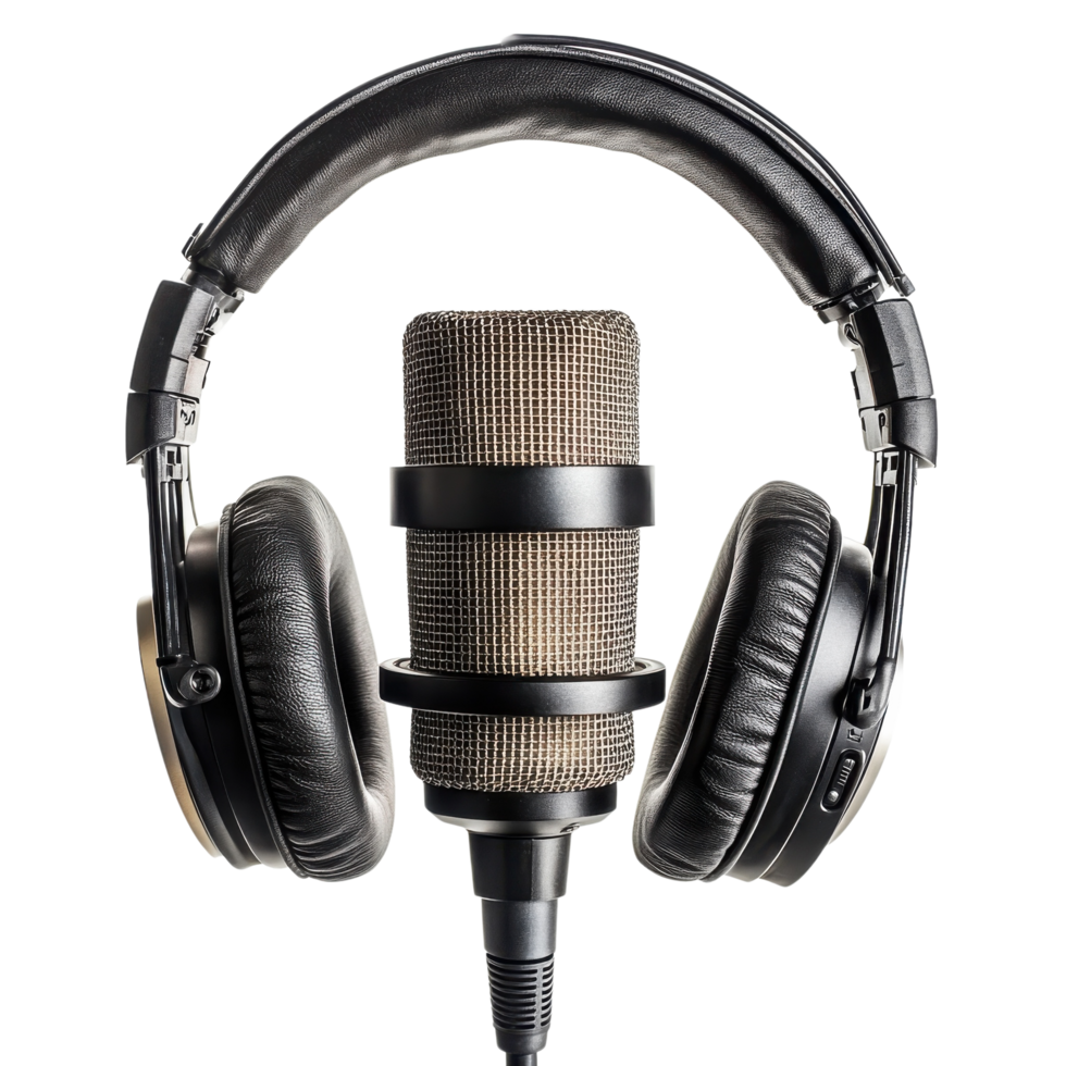 Studio Condenser Microphone Recording on transparent background. png