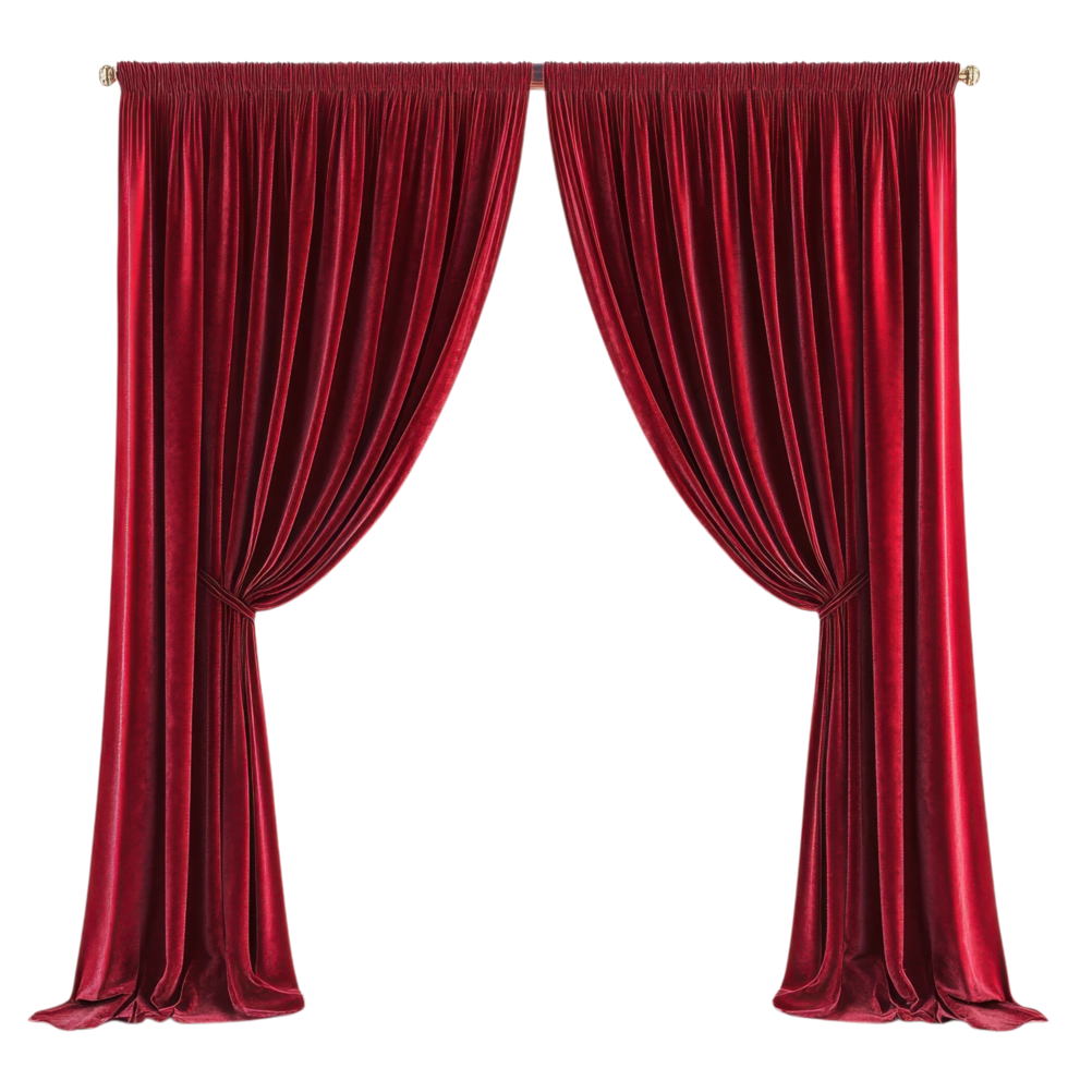 Red Curtain Elegance Drama and Style on transparent background. png