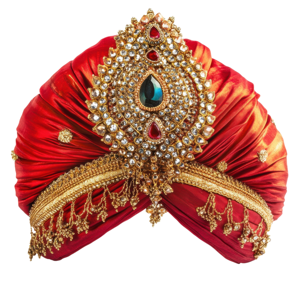 Ornate Jewel Encrusted Turban on transparent background. png
